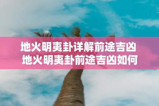 地火明夷卦详解前途吉凶 地火明夷卦前途吉凶如何