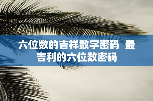六位数的吉祥数字密码 最吉利的六位数密码