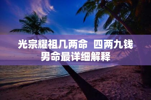 光宗耀祖几两命 四两九钱男命最详细解释