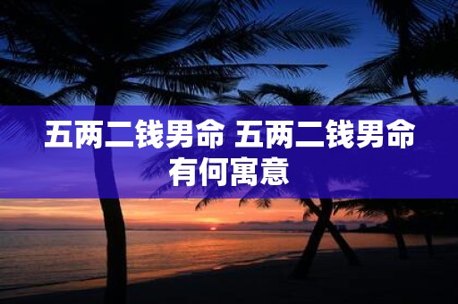 五两二钱男命 五两二钱男命有何寓意