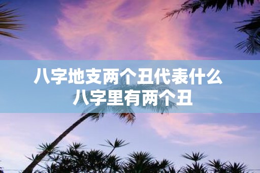 八字地支两个丑代表什么 八字里有两个丑