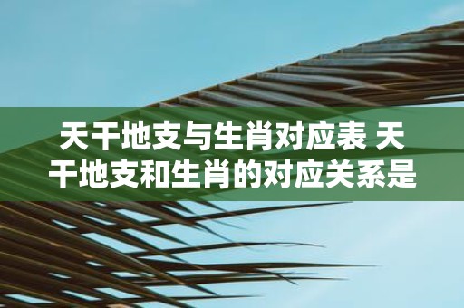 天干地支与生肖对应表 天干地支和生肖的对应关系是什么