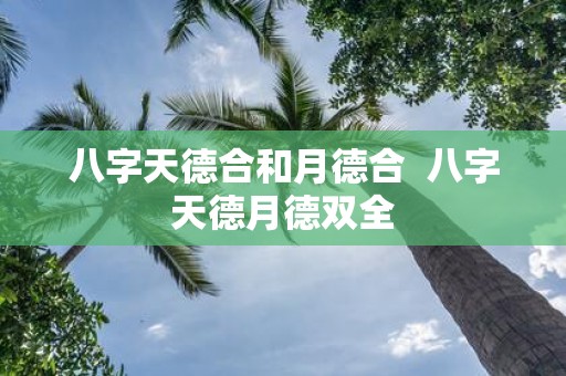 八字天德合和月德合 八字天德月德双全