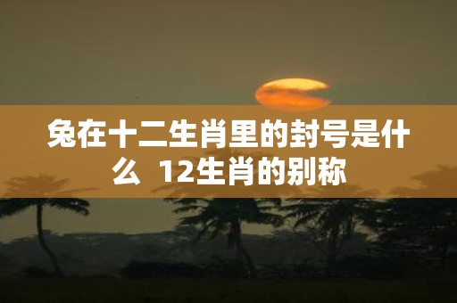 兔在十二生肖里的封号是什么 12生肖的别称