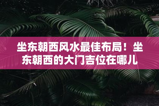 坐东朝西风水最佳布局！坐东朝西的大门吉位在哪儿
