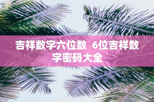 吉祥数字六位数 6位吉祥数字密码大全