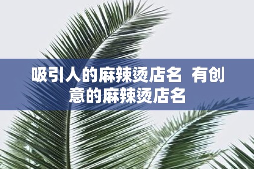 吸引人的麻辣烫店名 有创意的麻辣烫店名