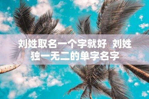 刘姓取名一个字就好 刘姓独一无二的单字名字
