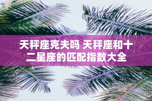 天秤座克夫吗 天秤座和十二星座的匹配指数大全