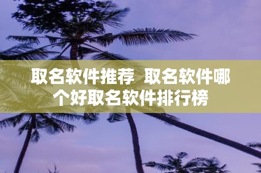 取名软件推荐 取名软件哪个好取名软件排行榜