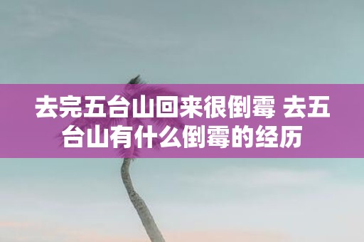 去完五台山回来很倒霉 去五台山有什么倒霉的经历
