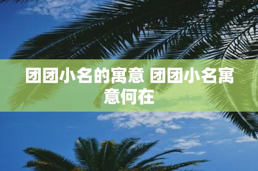 团团小名的寓意 团团小名寓意何在