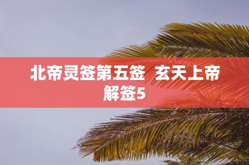 北帝灵签第五签 玄天上帝解签5