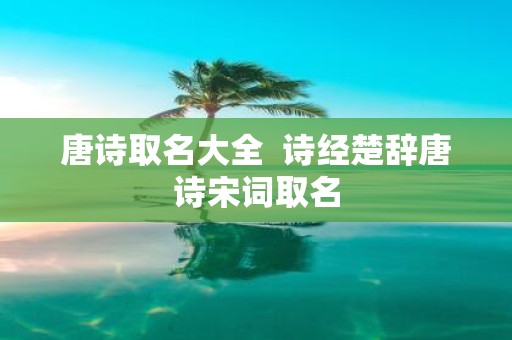 唐诗取名大全 诗经楚辞唐诗宋词取名