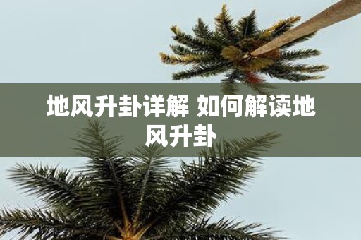 地风升卦详解 如何解读地风升卦