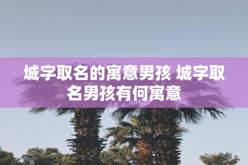 城字取名的寓意男孩 城字取名男孩有何寓意