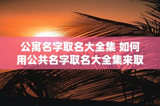 公寓名字取名大全集 如何用公共名字取名大全集来取名