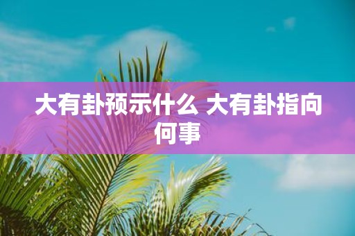 大有卦预示什么 大有卦指向何事