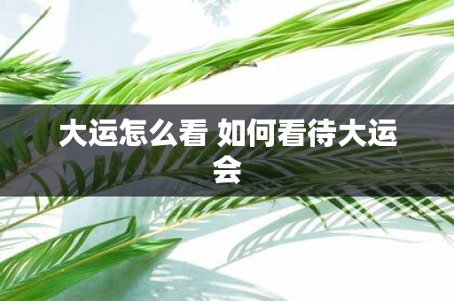 大运怎么看 如何看待大运会