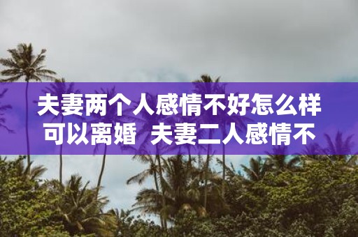 夫妻两个人感情不好怎么样可以离婚 夫妻二人感情不好