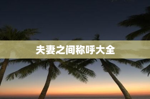 夫妻之间称呼大全