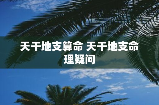 天干地支算命 天干地支命理疑问