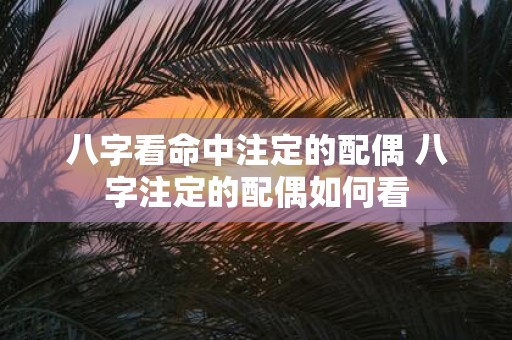 八字看命中注定的配偶 八字注定的配偶如何看