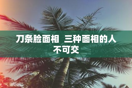 刀条脸面相 三种面相的人不可交