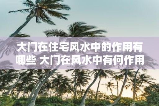 大门在住宅风水中的作用有哪些 大门在风水中有何作用