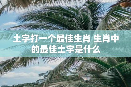 土字打一个最佳生肖 生肖中的最佳土字是什么