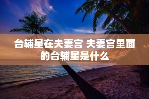 台辅星在夫妻宫 夫妻宫里面的台辅星是什么