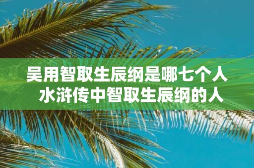 吴用智取生辰纲是哪七个人 水浒传中智取生辰纲的人是谁