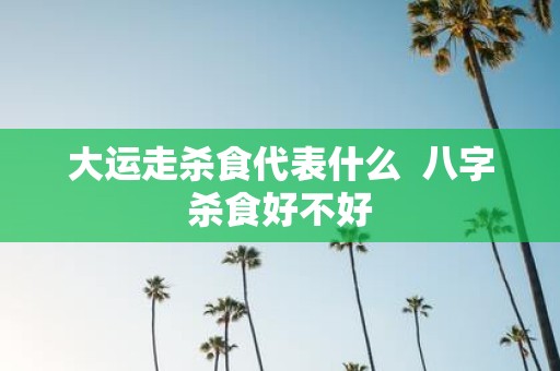 大运走杀食代表什么 八字杀食好不好