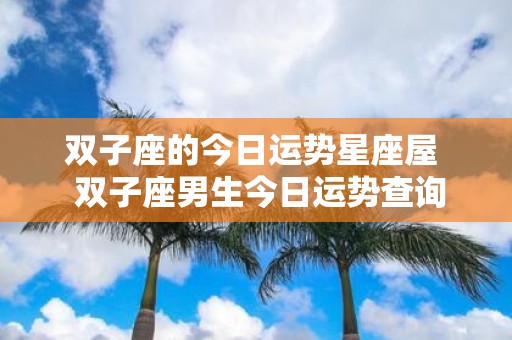 双子座的今日运势星座屋 双子座男生今日运势查询
