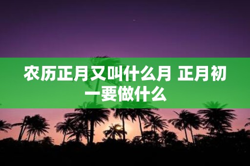 农历正月又叫什么月 正月初一要做什么