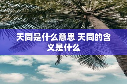 天同是什么意思 天同的含义是什么