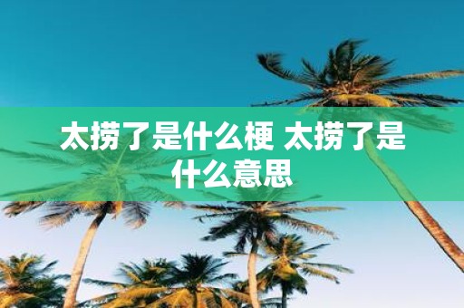 太捞了是什么梗 太捞了是什么意思