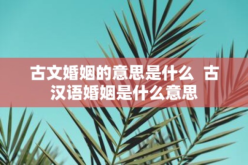 古文婚姻的意思是什么 古汉语婚姻是什么意思