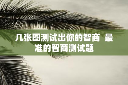 几张图测试出你的智商 最准的智商测试题