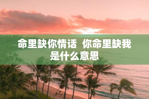 命里缺你情话 你命里缺我是什么意思