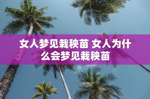 女人梦见栽秧苗 女人为什么会梦见栽秧苗