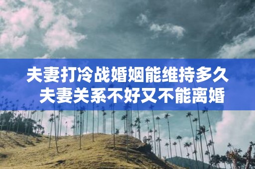 夫妻打冷战婚姻能维持多久 夫妻关系不好又不能离婚怎么办