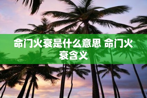 命门火衰是什么意思 命门火衰含义