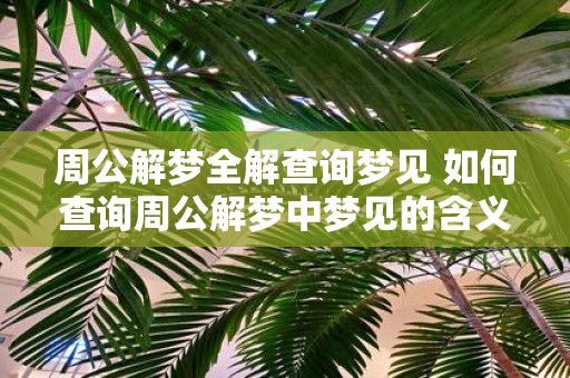 周公解梦全解查询梦见 如何查询周公解梦中梦见的含义