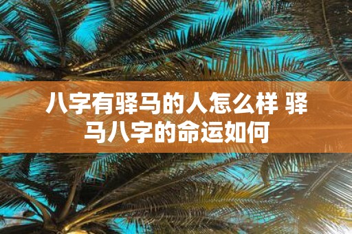 八字有驿马的人怎么样 驿马八字的命运如何