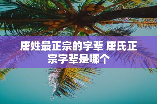 唐姓最正宗的字辈 唐氏正宗字辈是哪个