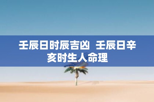 壬辰日时辰吉凶 壬辰日辛亥时生人命理
