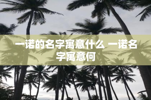 一诺的名字寓意什么 一诺名字寓意何