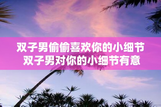 双子男偷偷喜欢你的小细节 双子男对你的小细节有意思吗