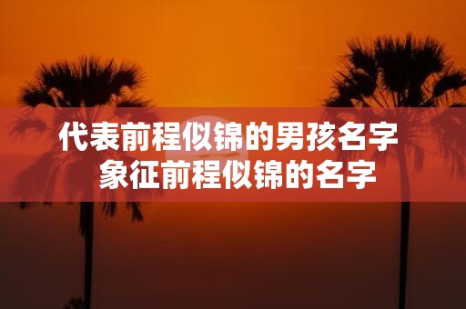 代表前程似锦的男孩名字 象征前程似锦的名字
